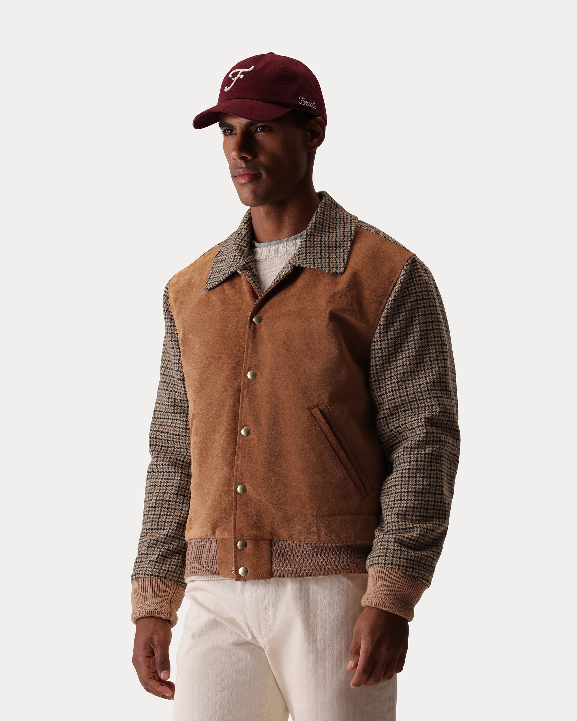 Cambridge Bomber in Merino Wool and Leather