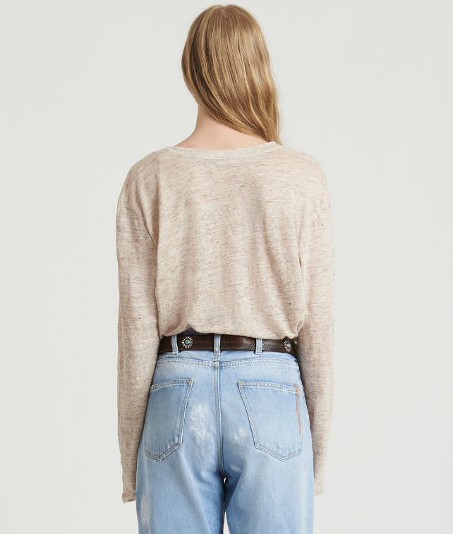 Cara T-Shirt Manica Lunga in Lino Melange