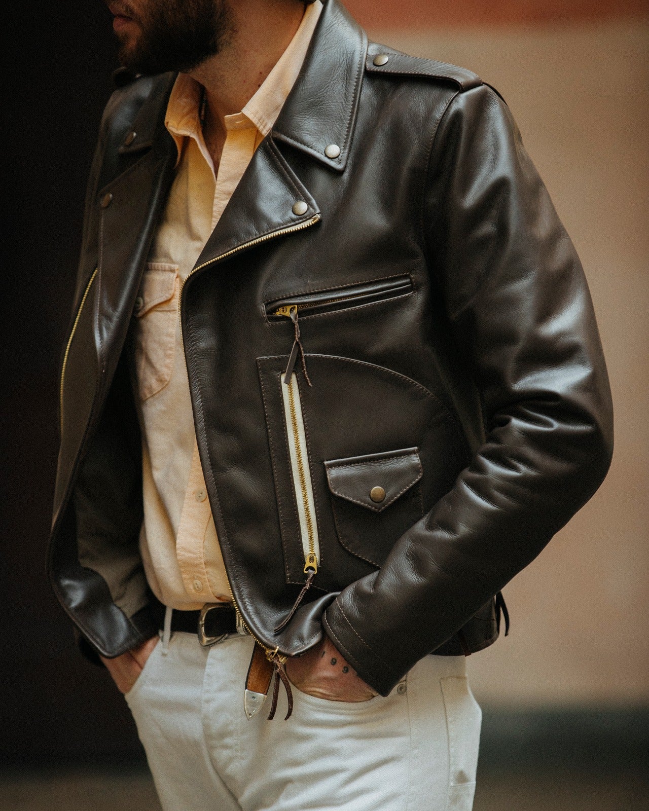 Chiodo Giacca Biker in Pelle