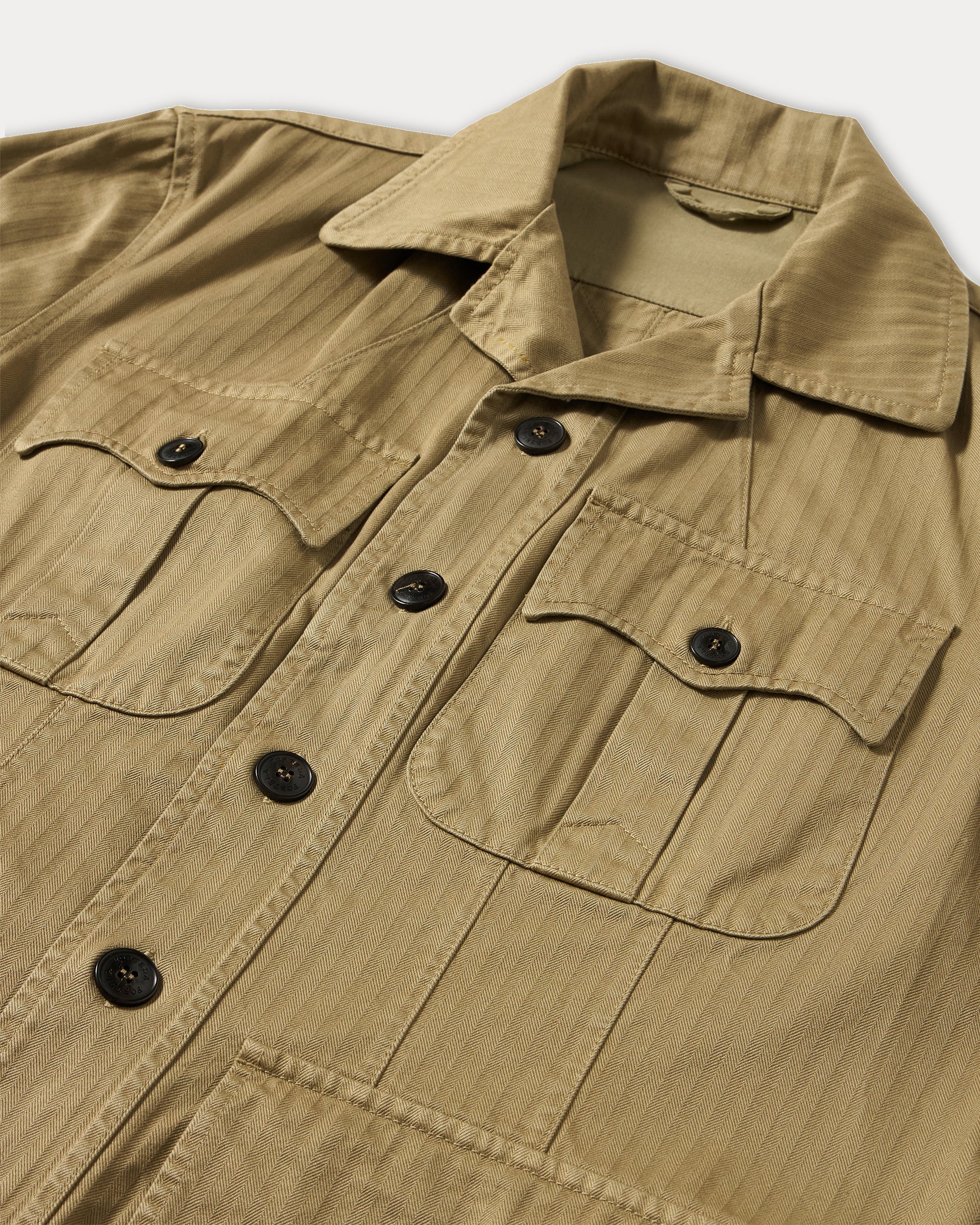 Clint Giacca Sahariana in Herringbone di Cotone