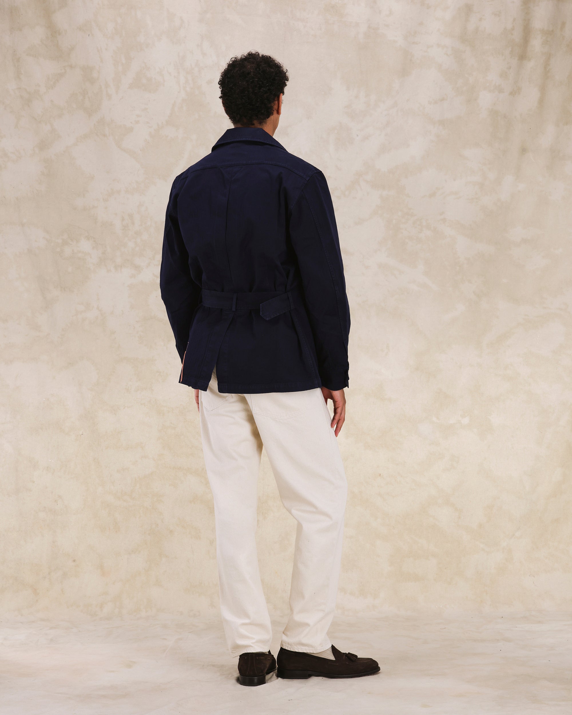 Clint Giacca Sahariana in Herringbone di Cotone