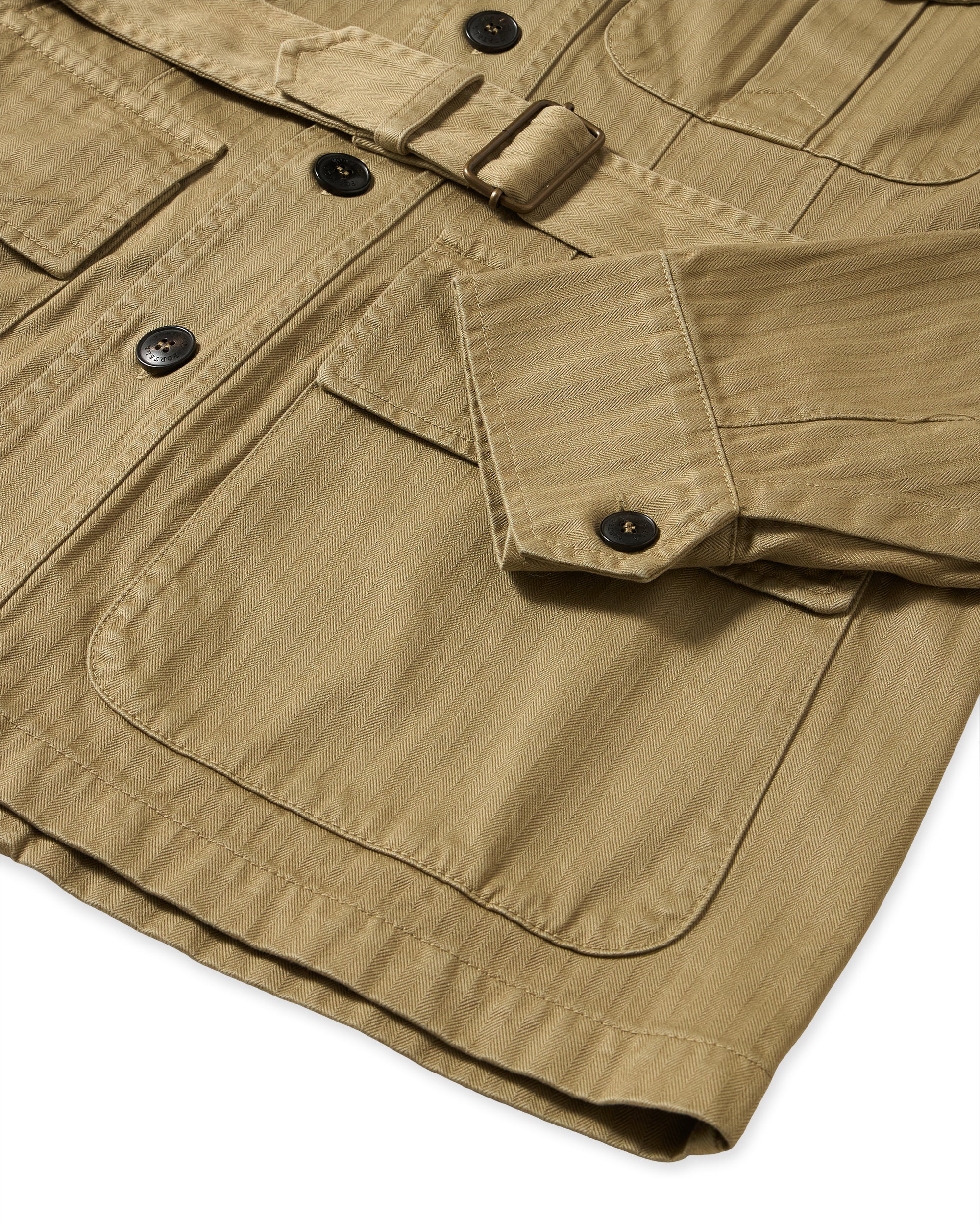 Clint Giacca Sahariana in Herringbone di Cotone