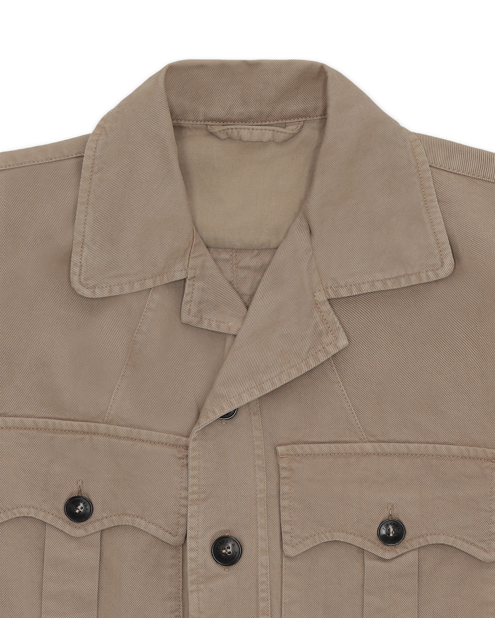 Clint Giacca Sahariana in Herringbone di Cotone