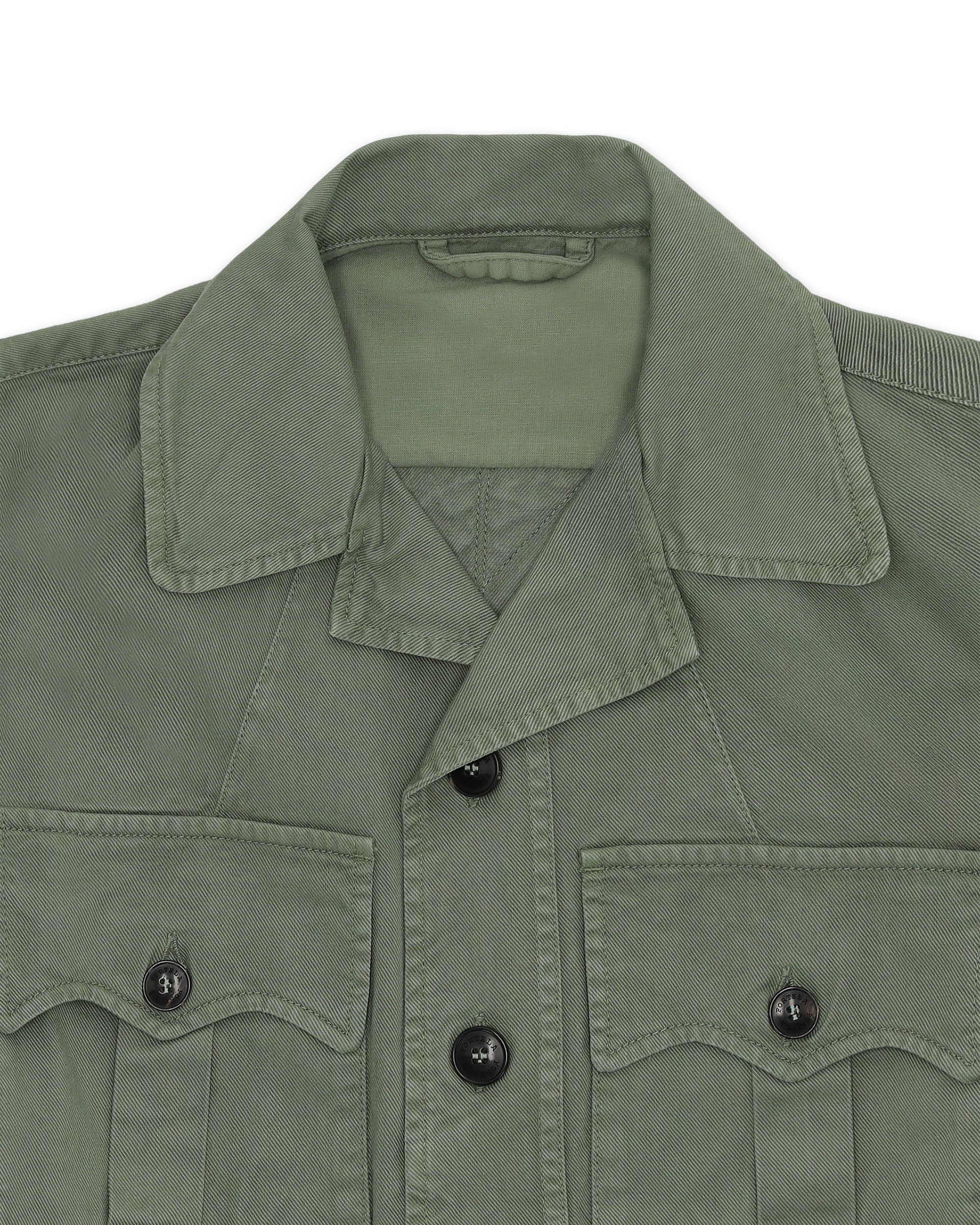 Clint Giacca Sahariana in Herringbone di Cotone