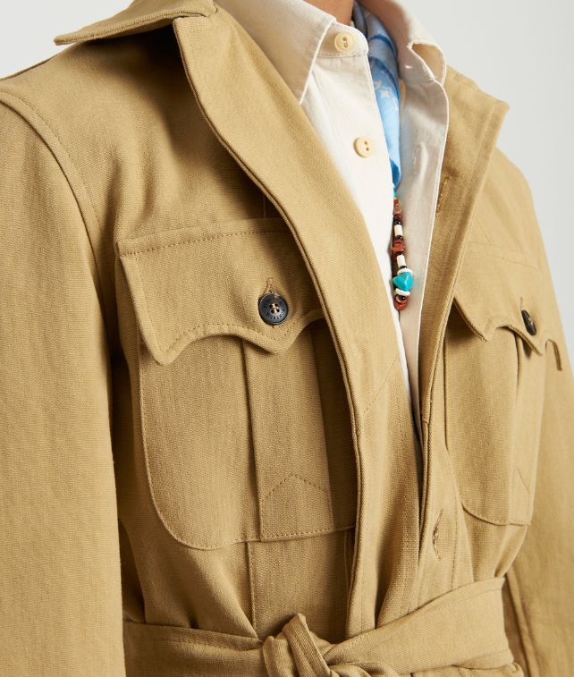 Clint Giacca Sahariana in Drill di Cotone