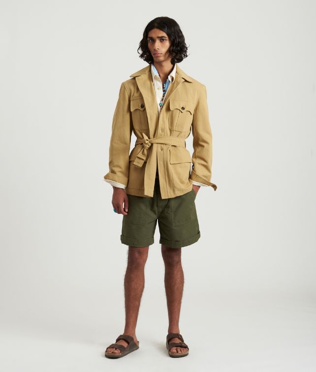 Clint Giacca Sahariana in Drill di Cotone