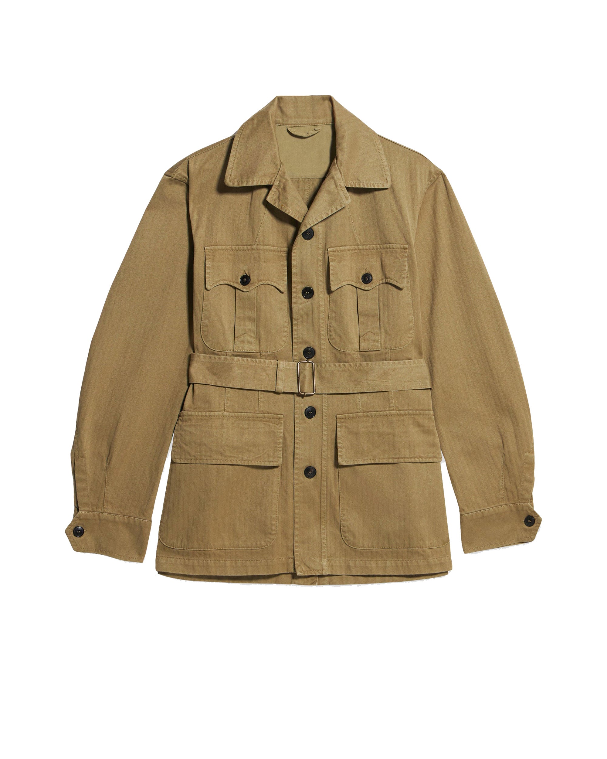 Clint Giacca Sahariana in Herringbone di Cotone