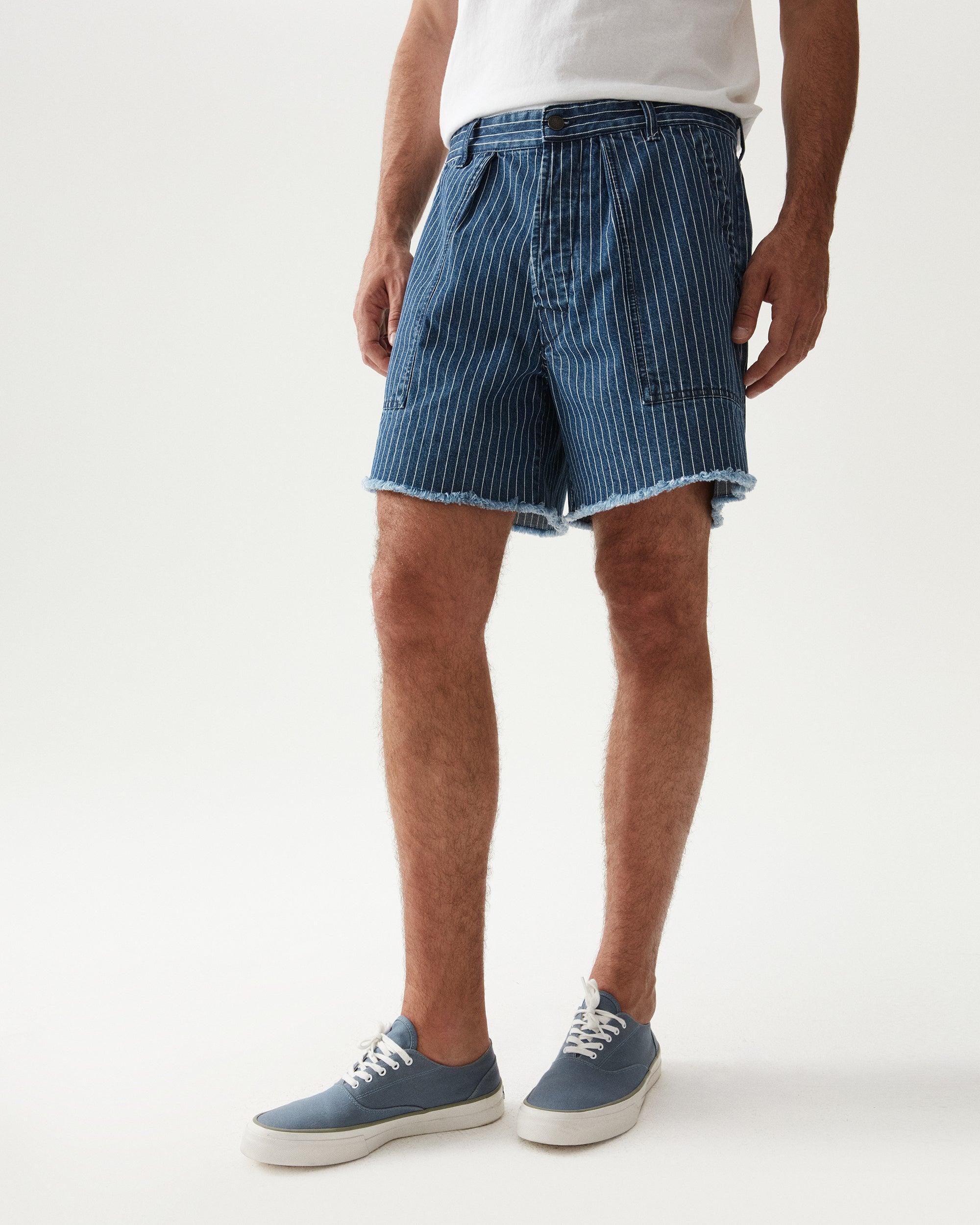 Colonel Shorts In Denim Gessato