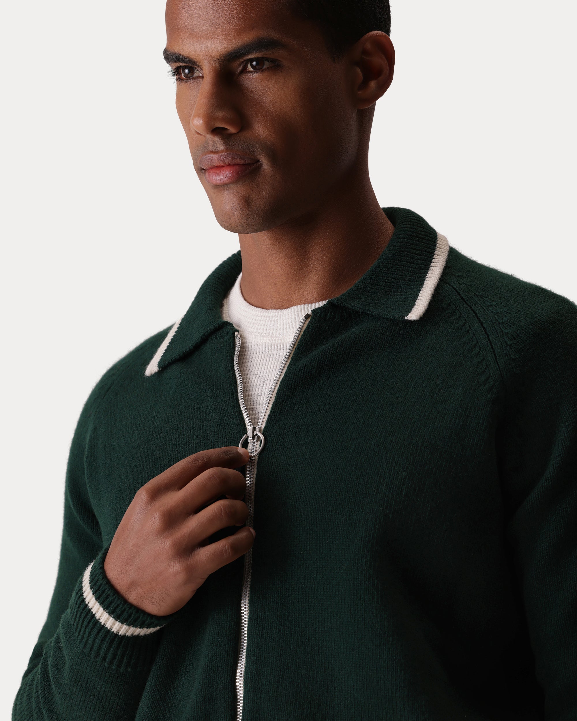 Crow Wool Knitted Zip Jumper
