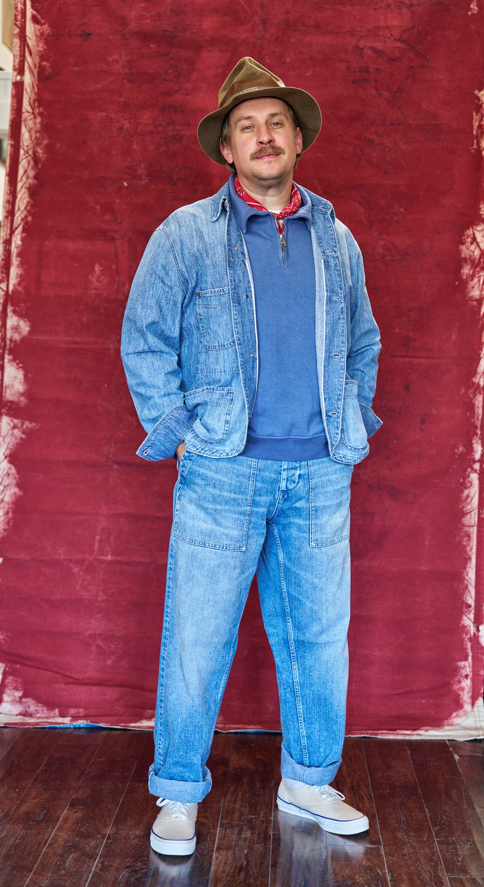 Newfatigue Pantaloni in Denim Bleach Wash