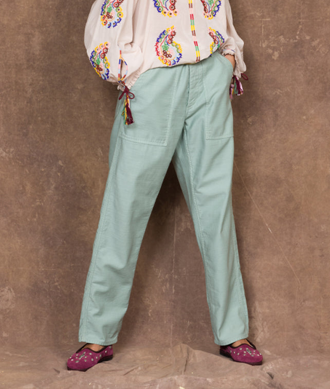 Jerry Pantaloni Fatigue In Cotone Satin