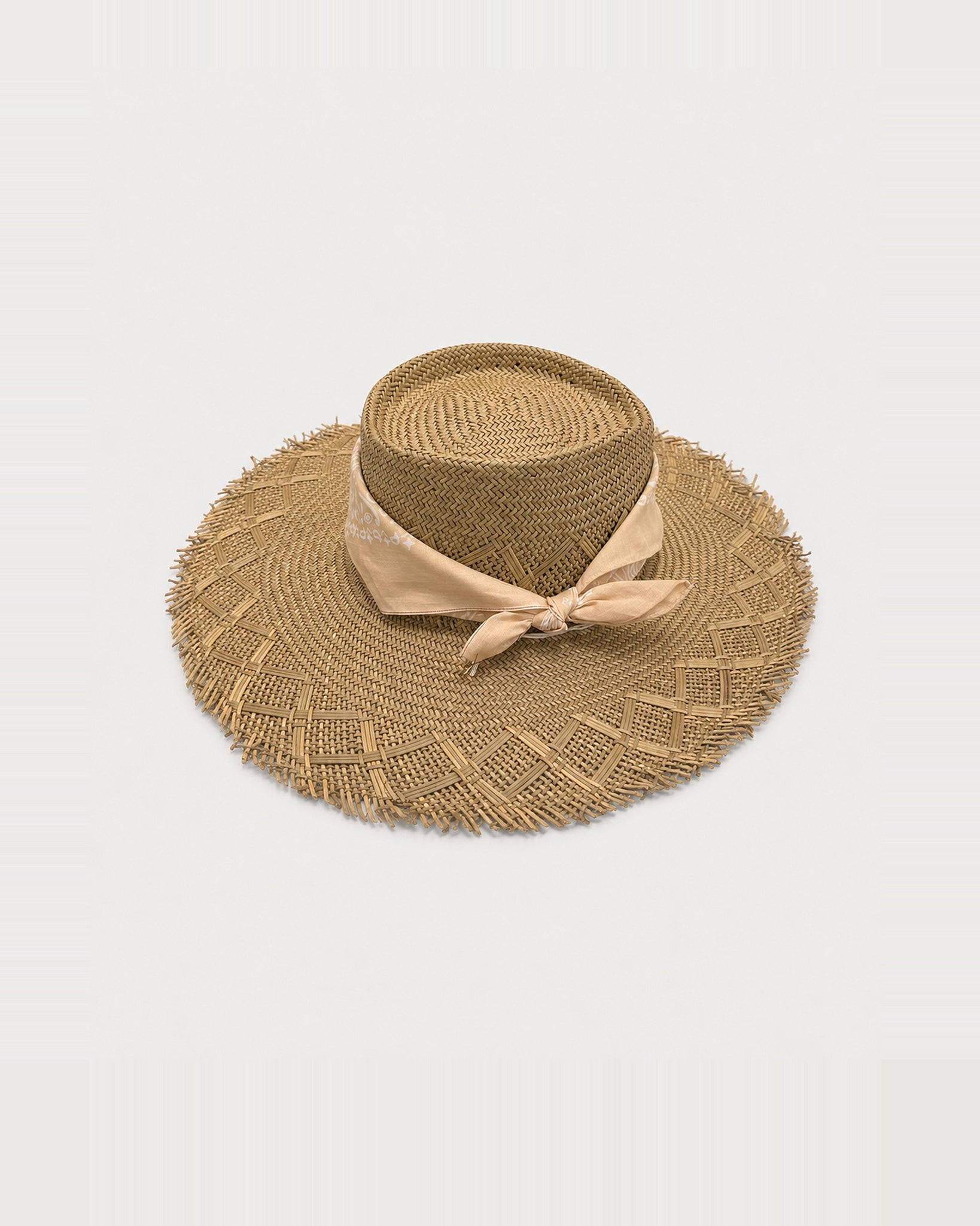 Calissa Straw Hat with Beige Bandana