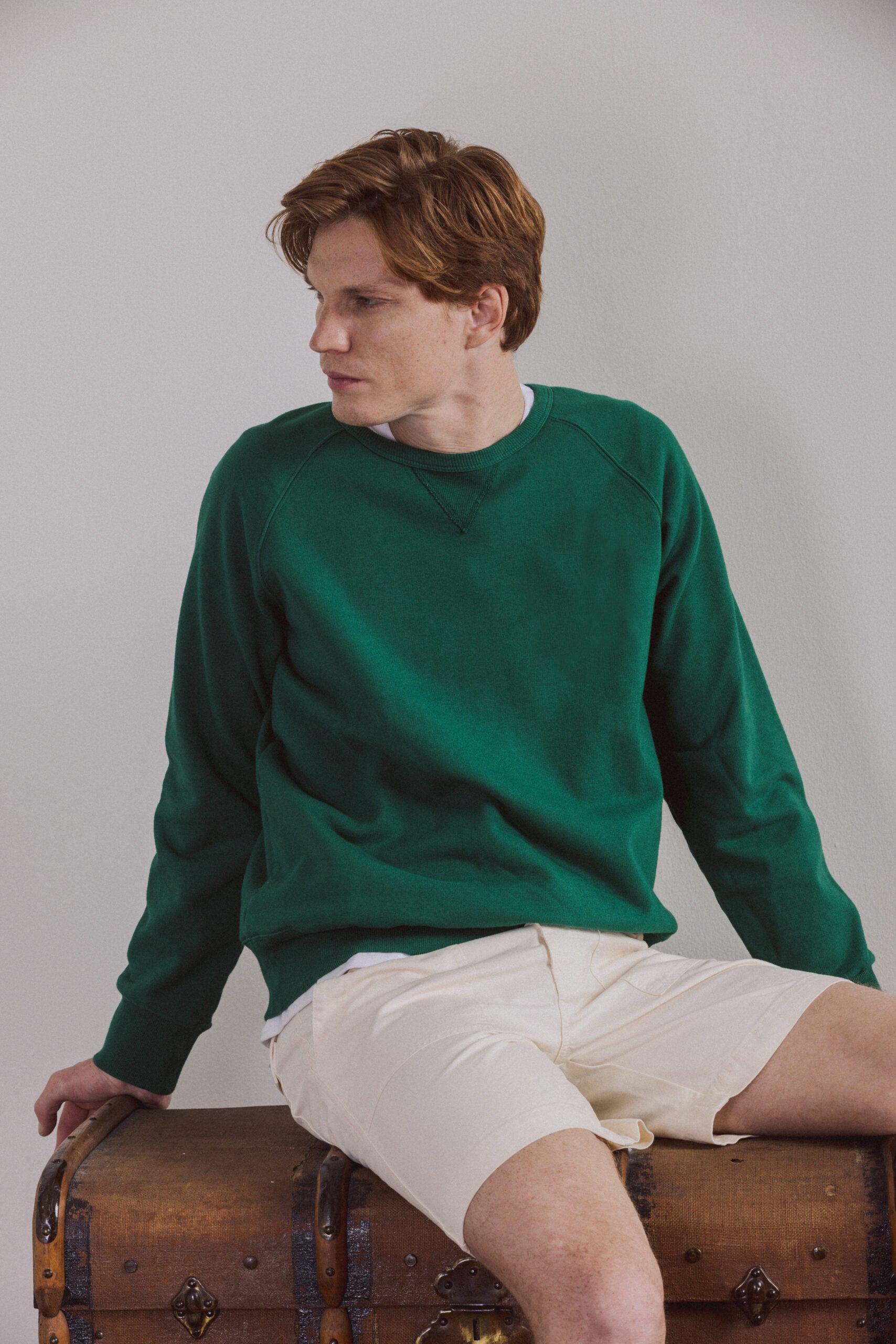 Harvard Crew Neck Fleece Jersey Sweatshirt with Raglan Sleeves