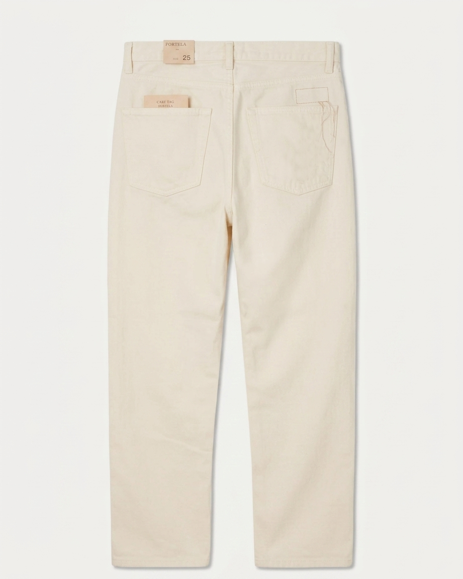 965 John Pantaloni 5 Tasche in Denim Ecrù