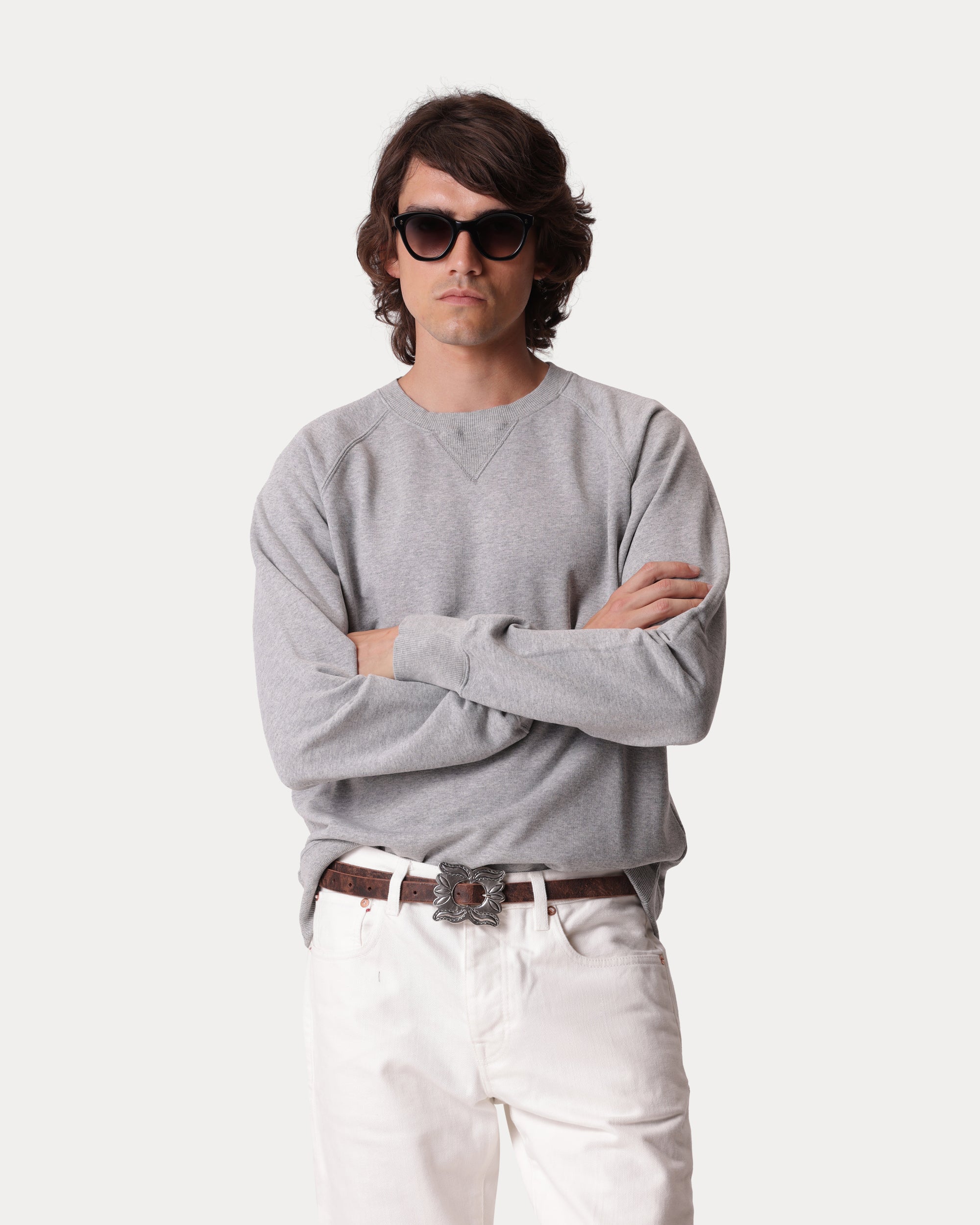 Harvard Crew Neck Brushed Jersey Sweatshirt with Raglan Sleeves