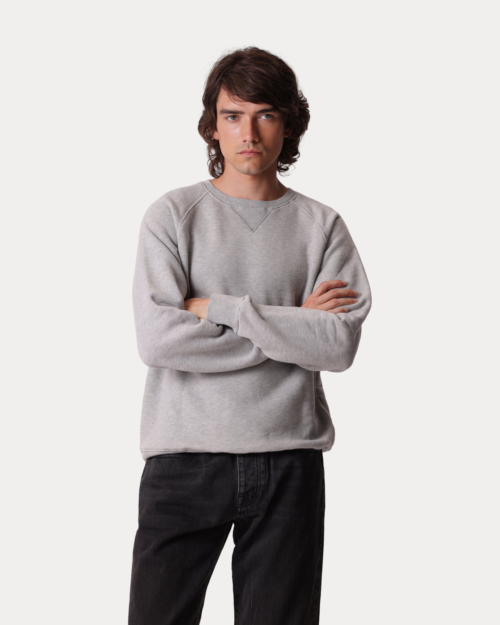 Harvard Crew Neck Fleece Jersey Sweatshirt with Raglan Sleeves