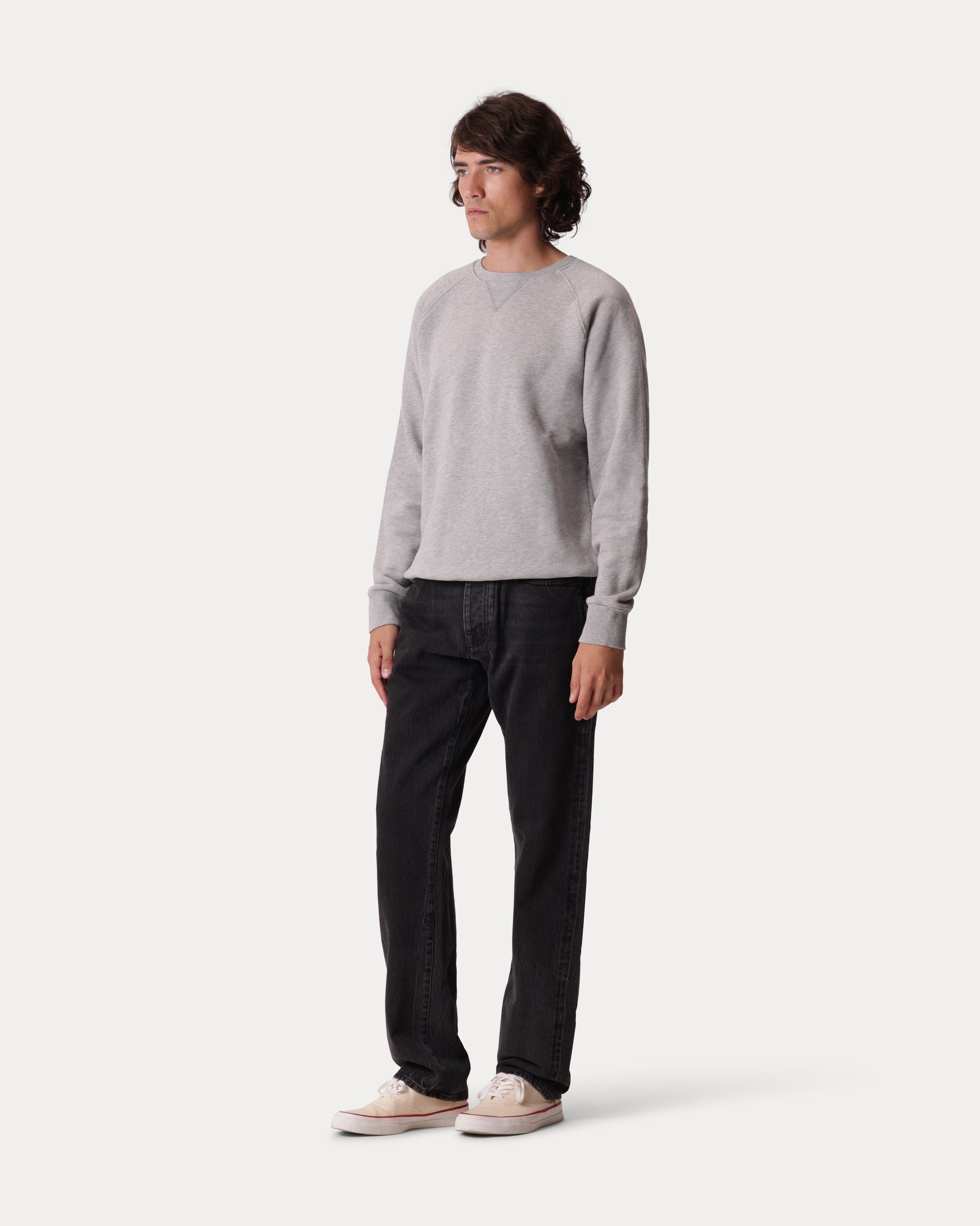 Harvard Crew Neck Fleece Jersey Sweatshirt with Raglan Sleeves