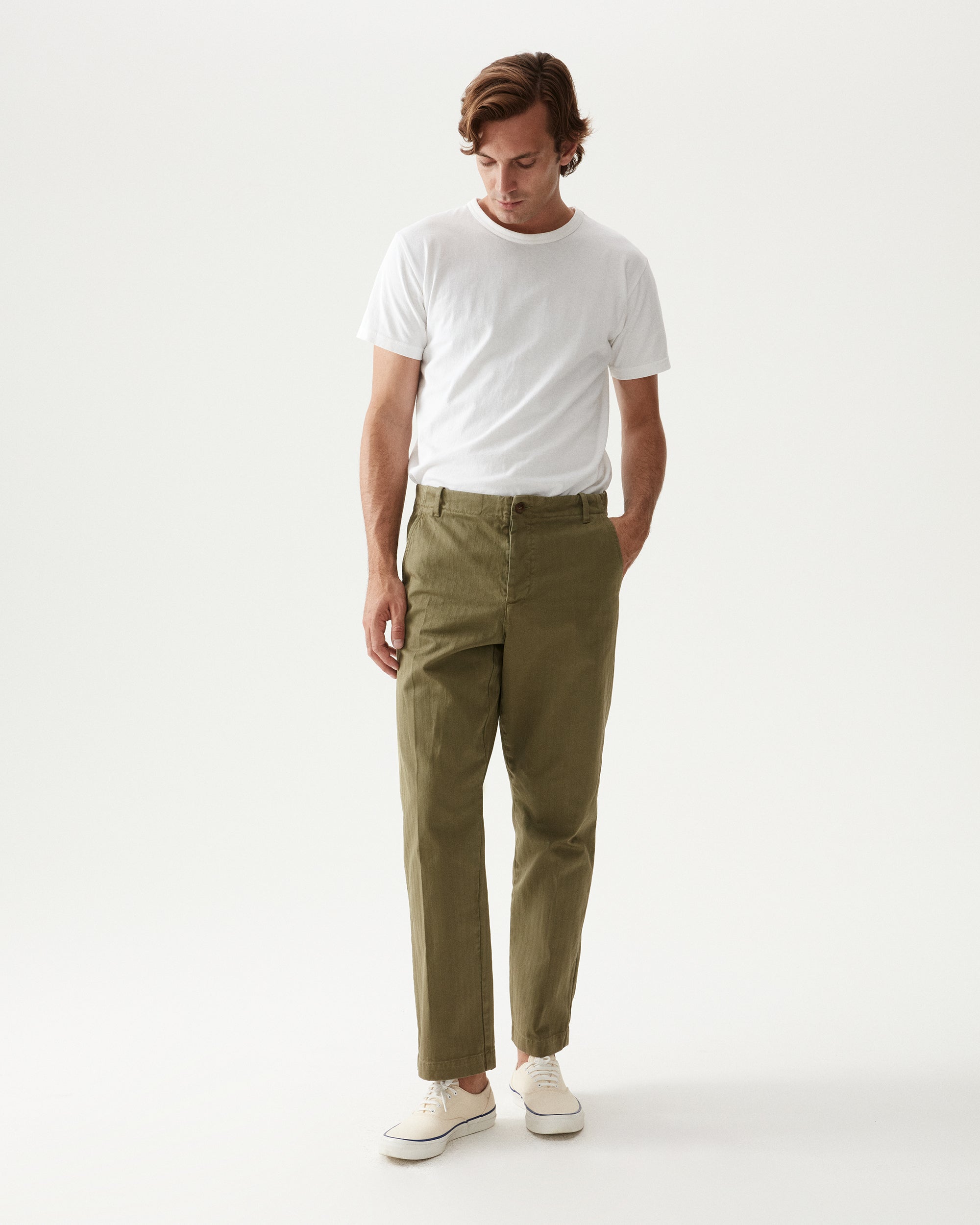 Hector Pantaloni In Herringbone Di Cotone