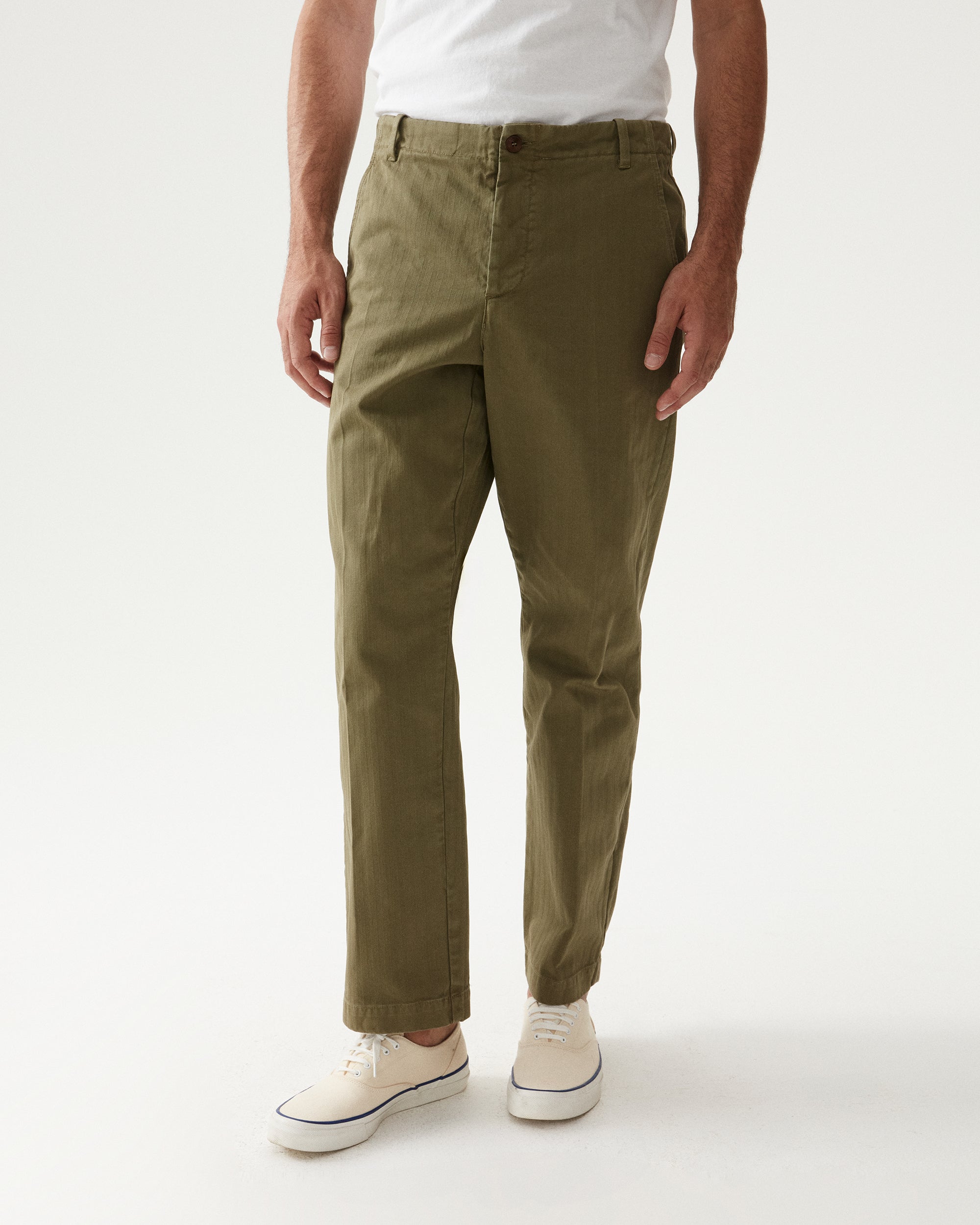 Hector Pantaloni In Herringbone Di Cotone