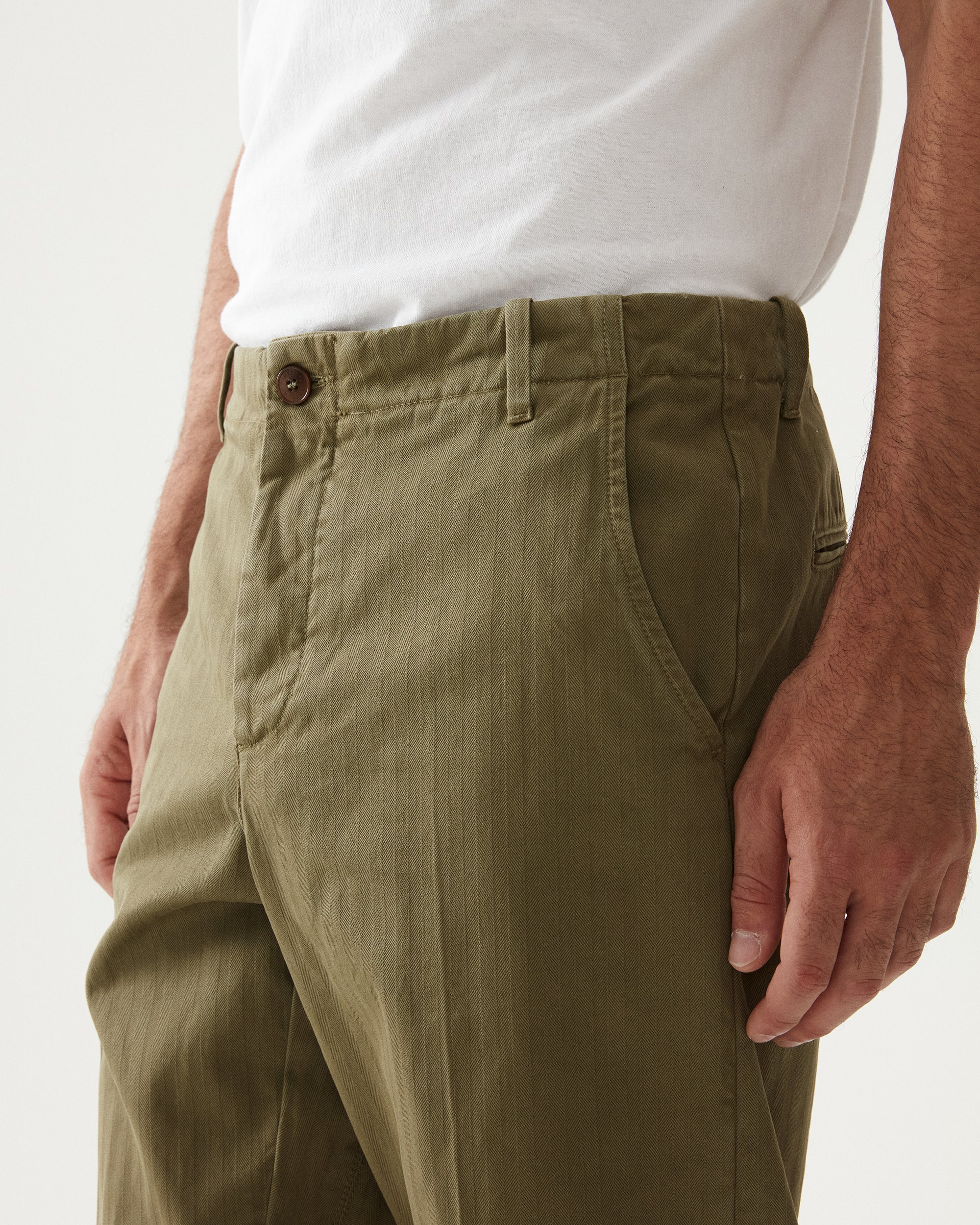 Hector Pantaloni In Herringbone Di Cotone