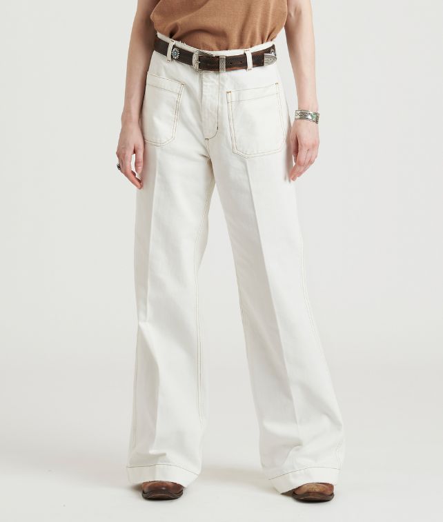 Joellet Pantaloni Wide Fit In Denim Ecrù