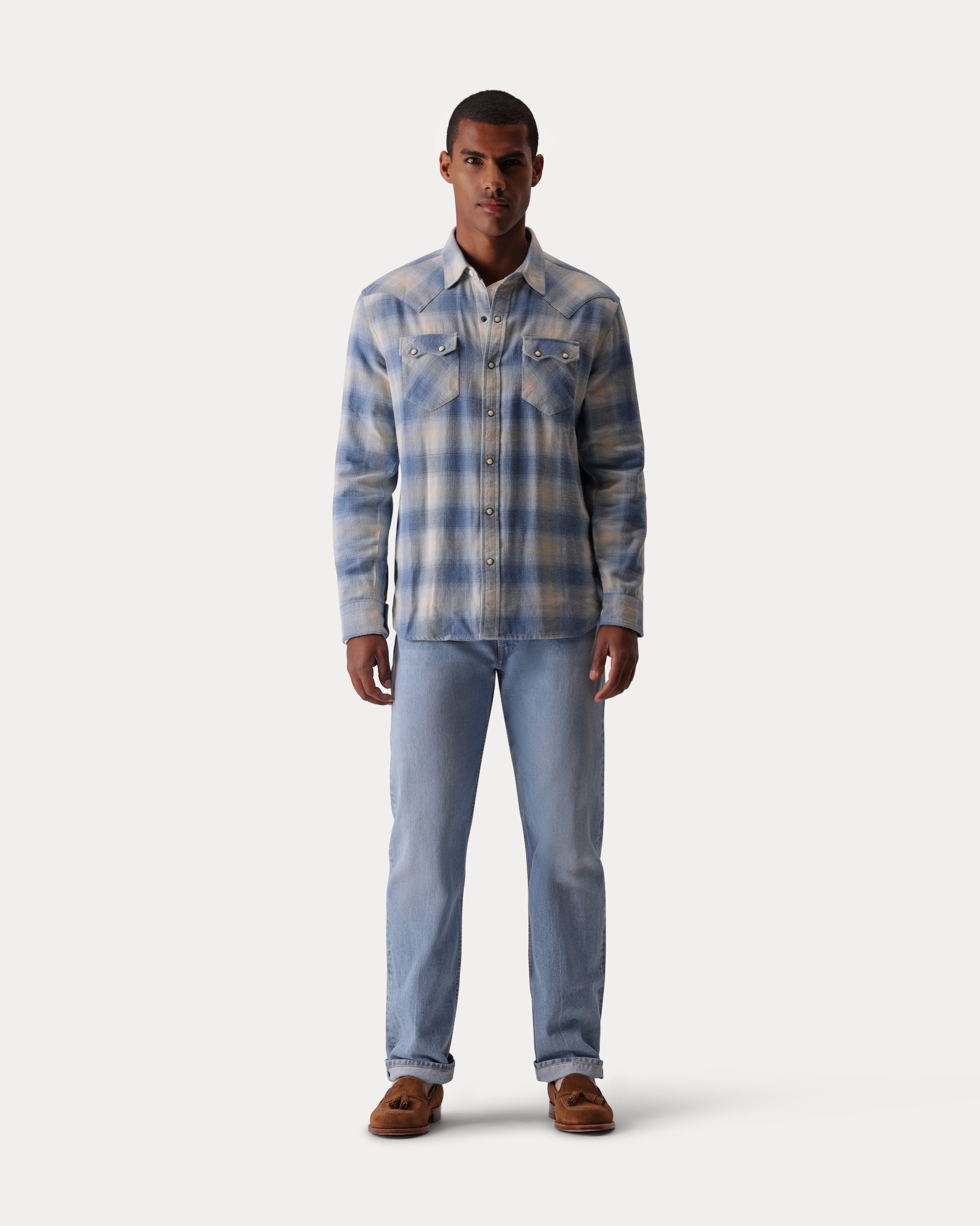 Josh Camicia texana in Cotone a Quadri