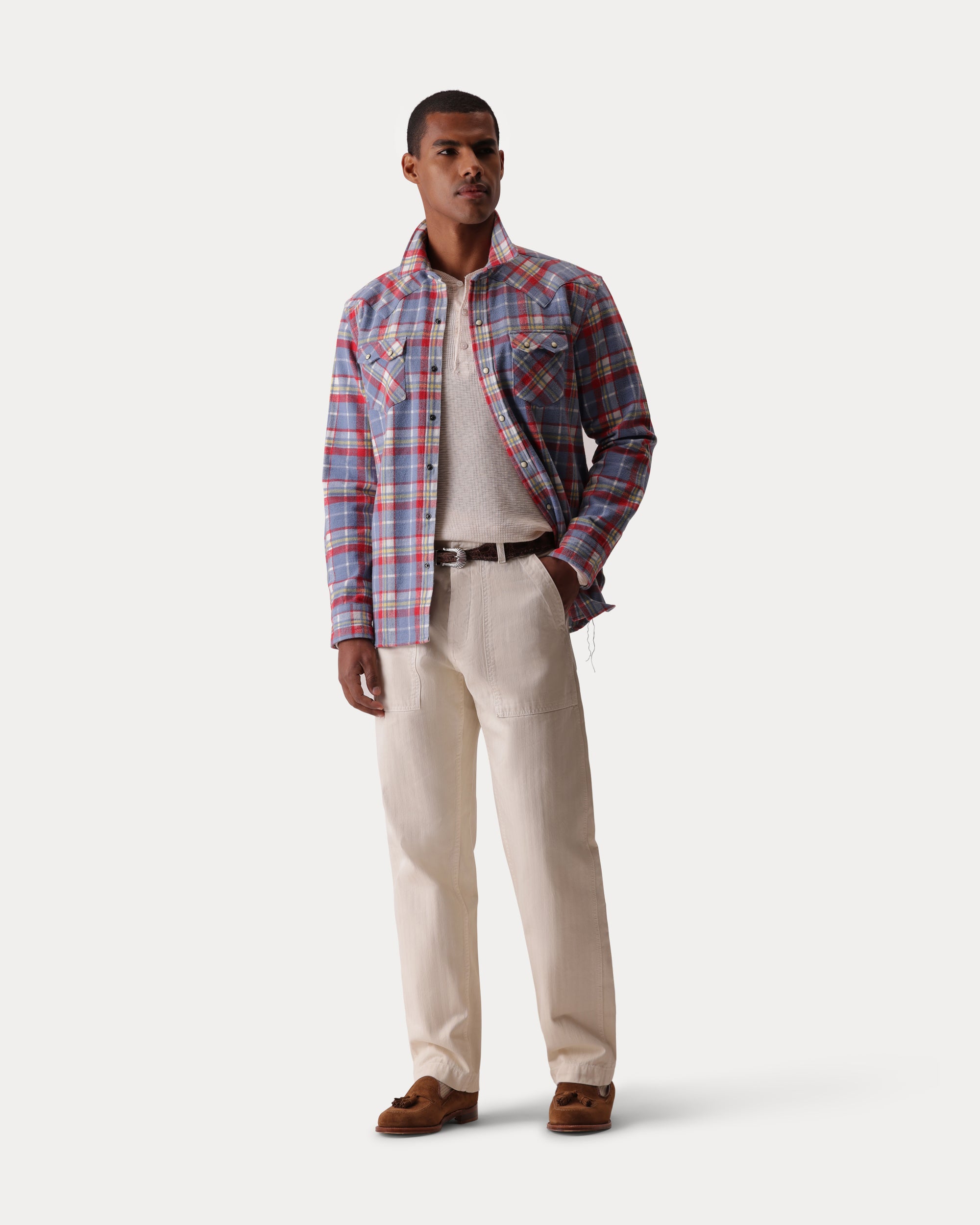 Josh Camicia texana in Cotone a Quadri