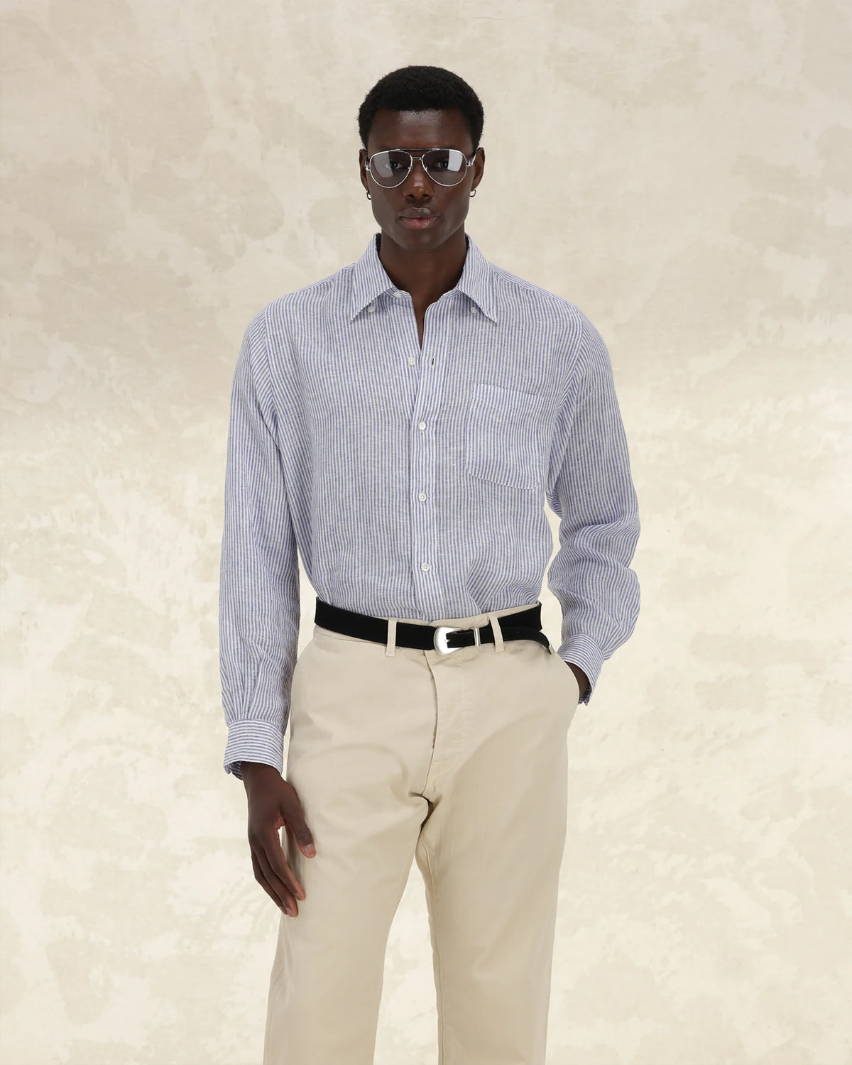 King Camicia In Lino Con Tasca