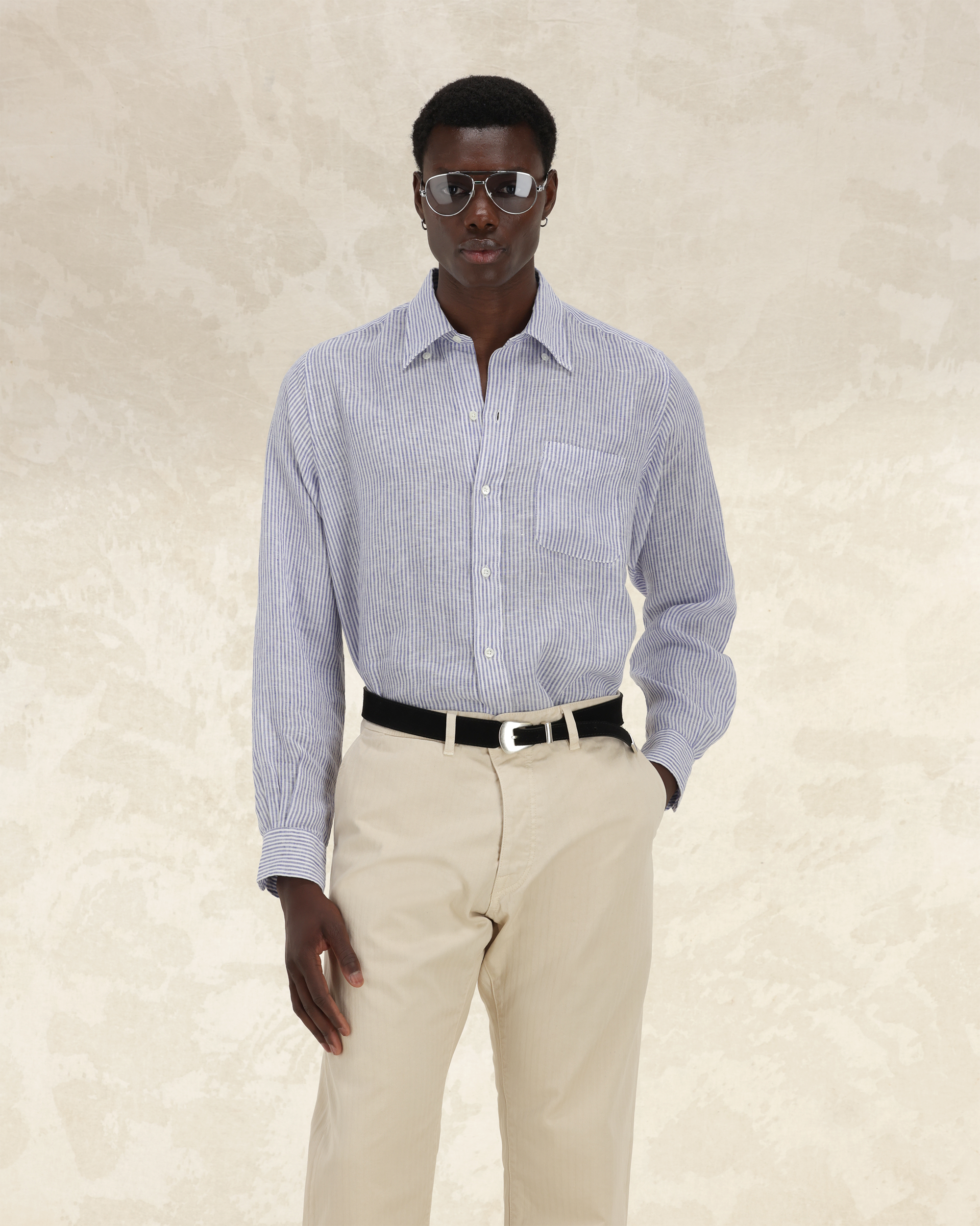 King Camicia In Lino Con Tasca