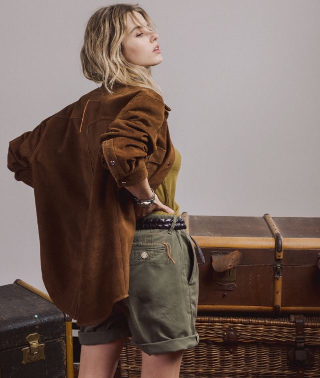 Linda Overshirt In Pelle Scamosciata