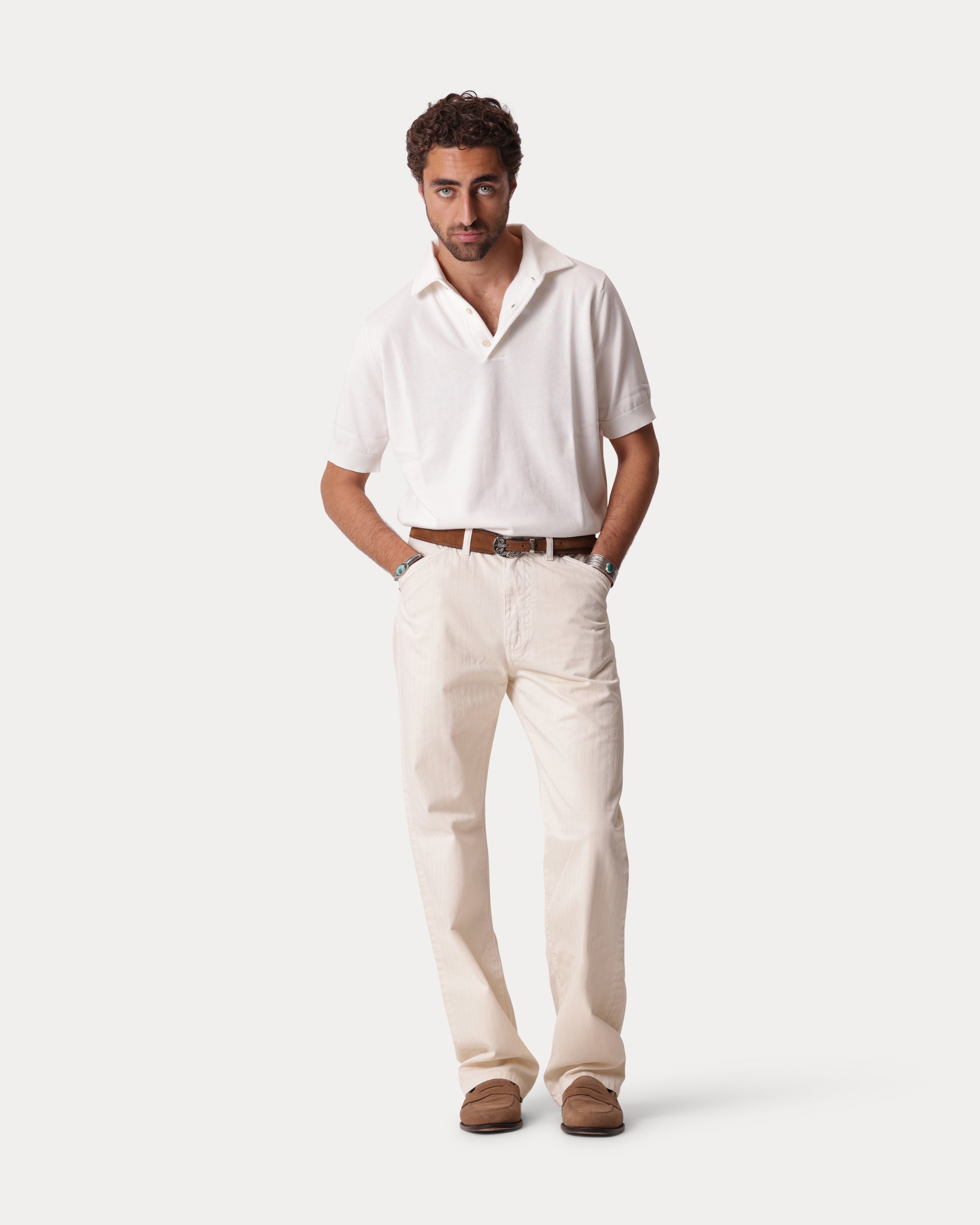 Mcqueen Pantaloni in Herringbone di Cotone