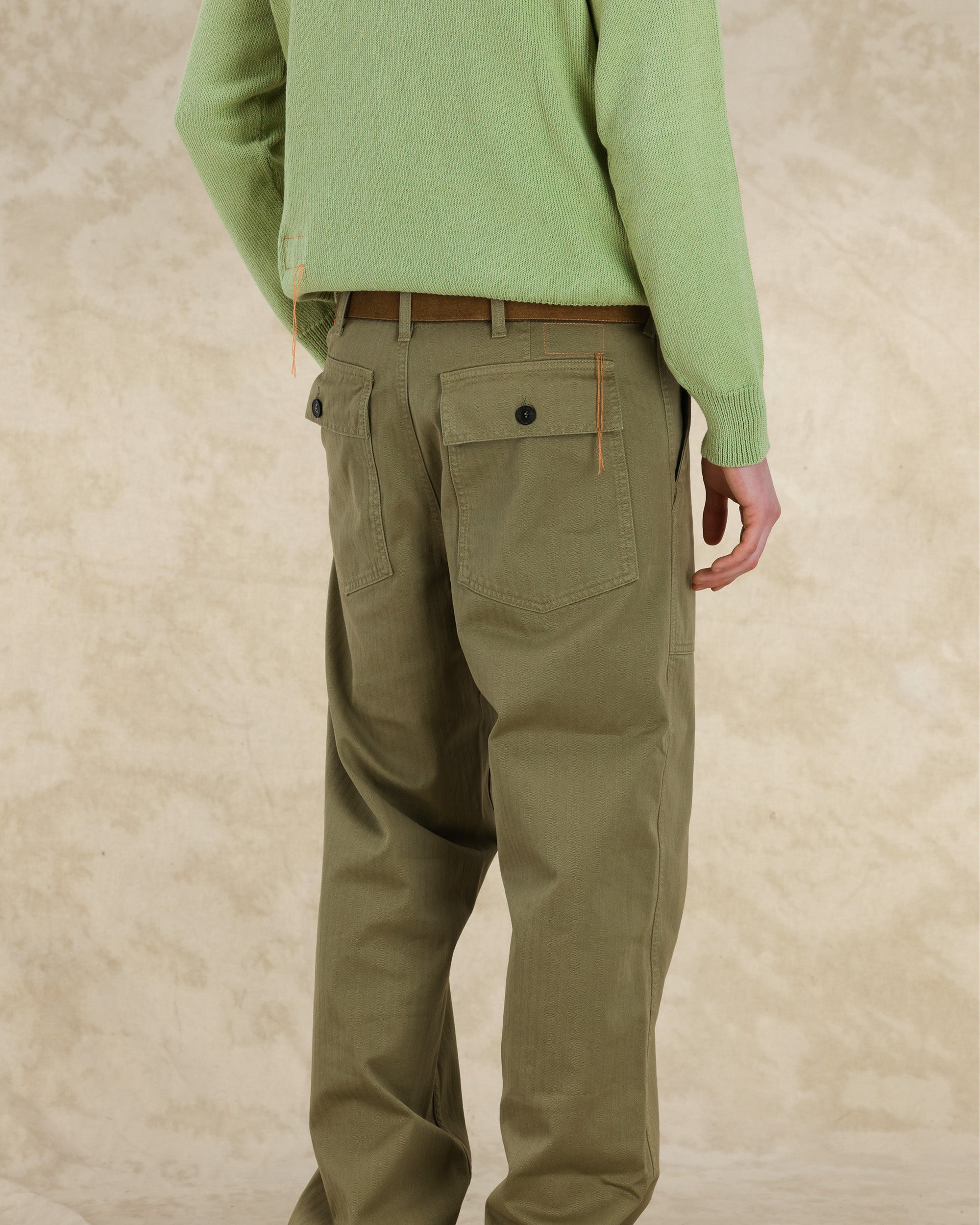 Newfatigue Pantaloni Fatigue In Herringbone di Cotone