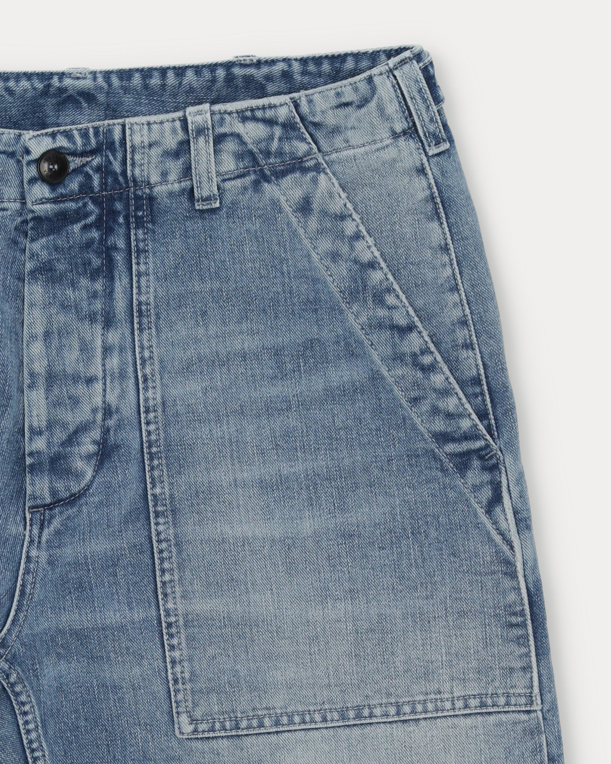 Newfatigue Pantaloni in Denim Bleach Wash