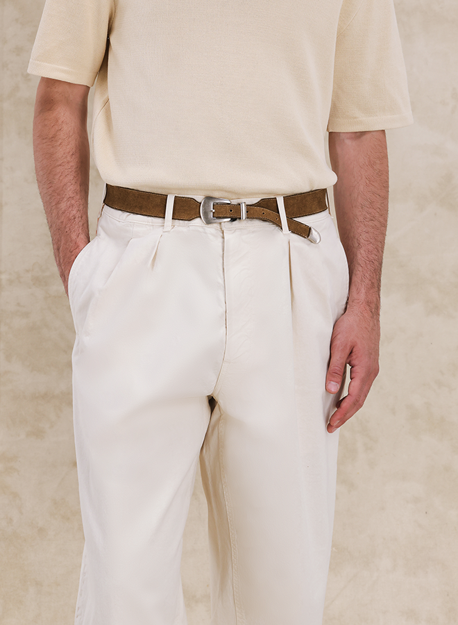 Newyork Pantaloni Con Pences In Cotone