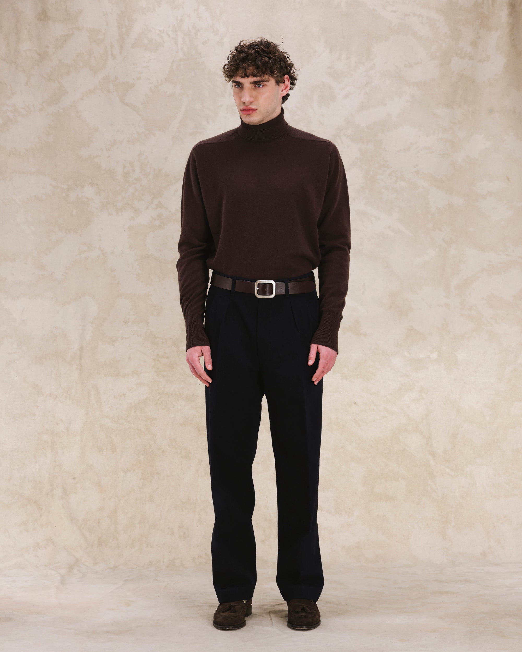 Newyork Pantaloni Con Pences In Cotone Lana