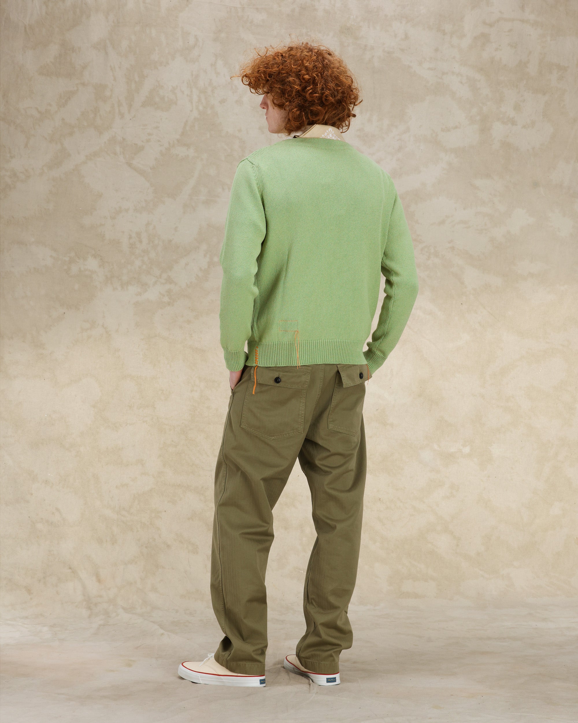 Newfatigue Pantaloni Fatigue In Herringbone di Cotone