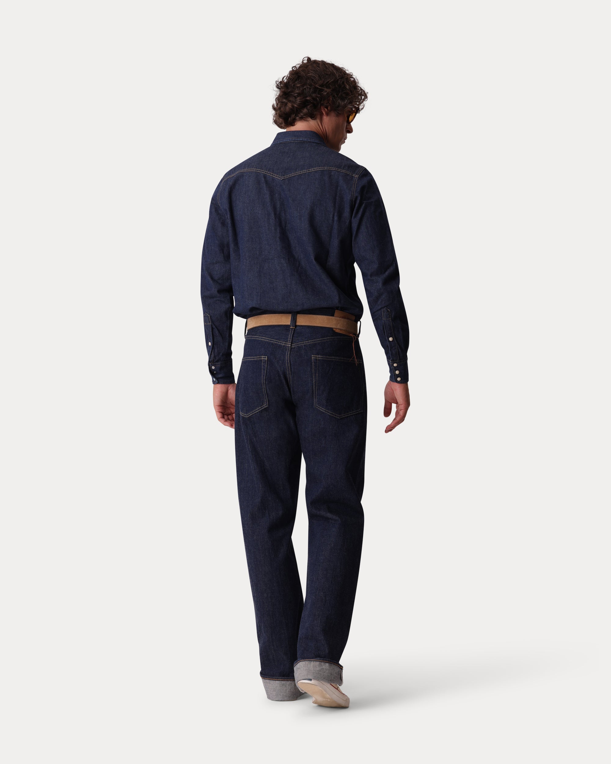 Ntex Camicia Texana In Denim Indigo Rinse