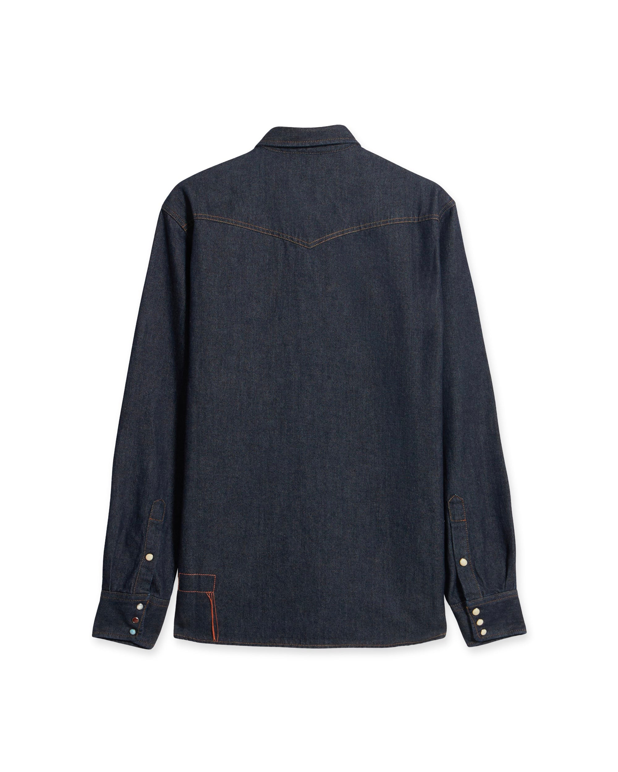 Ntex Camicia Texana In Denim Indigo Rinse