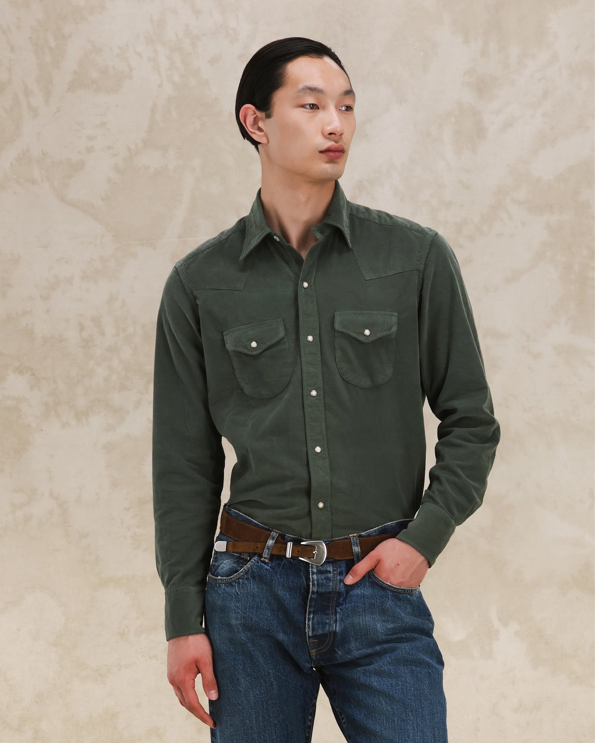 Ntex Camicia Texana In Velluto