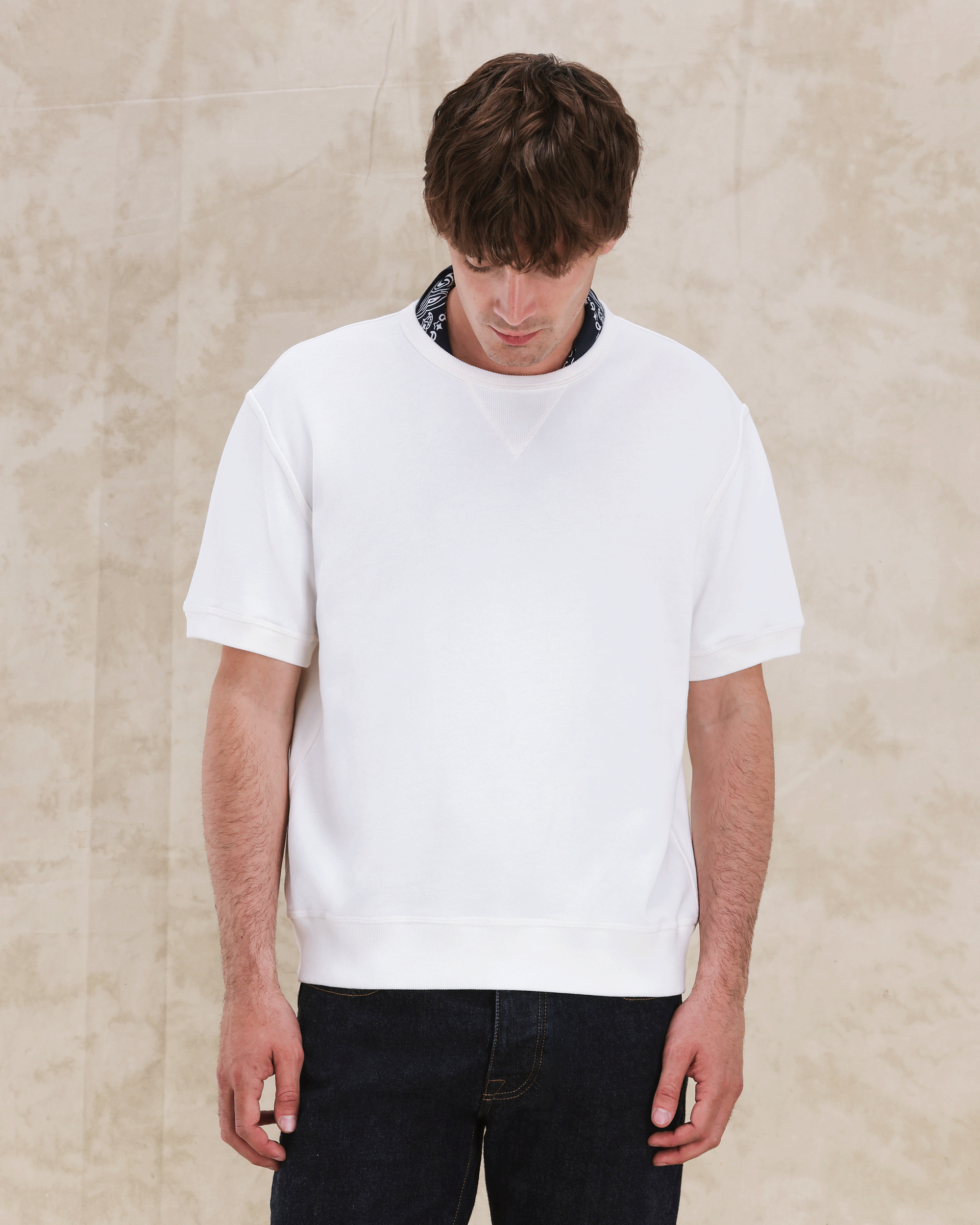 Ohio Felpa Girocollo in Jersey Garzato a Maniche Corte