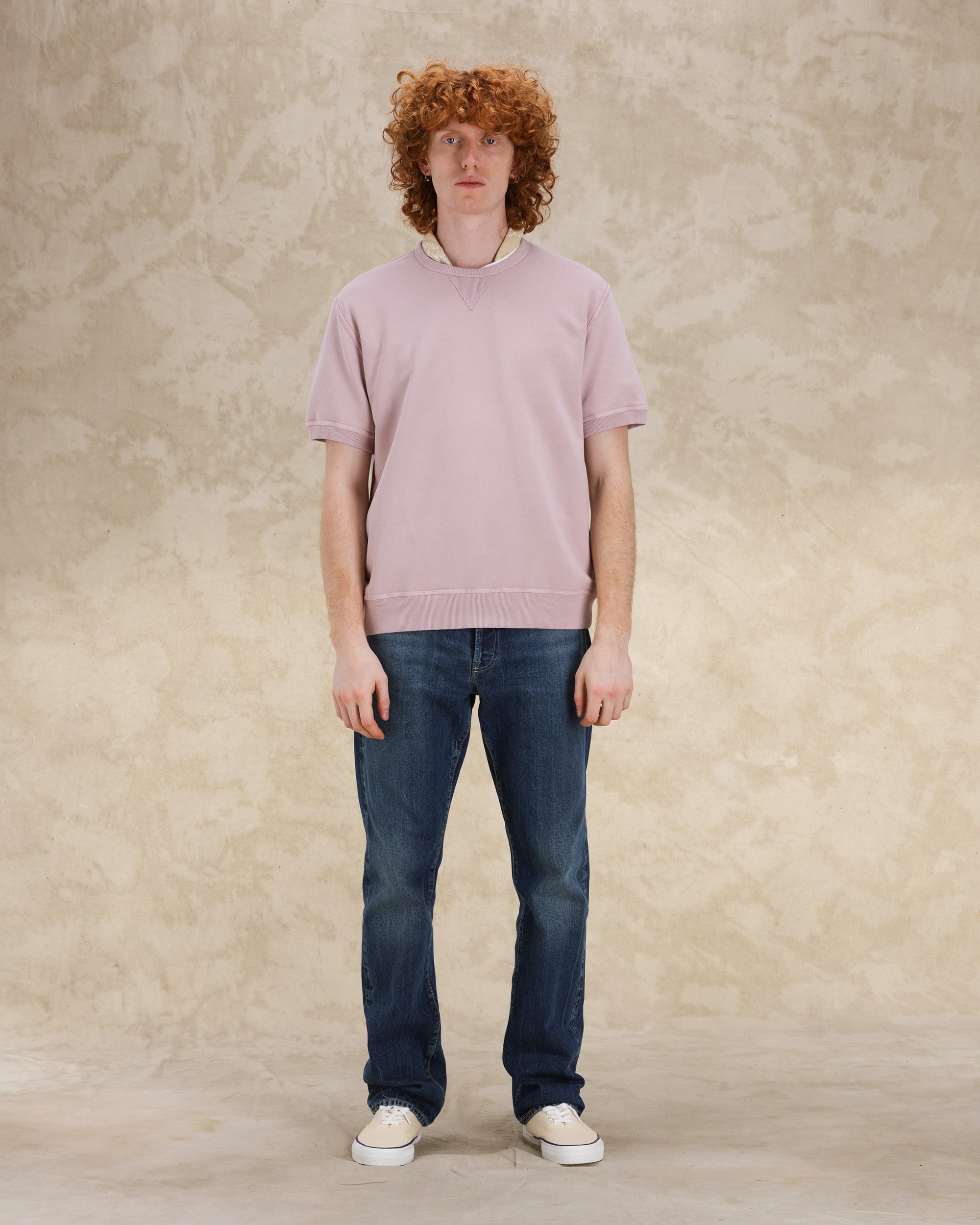 Ohio Felpa Girocollo in Jersey Garzato a Maniche Corte