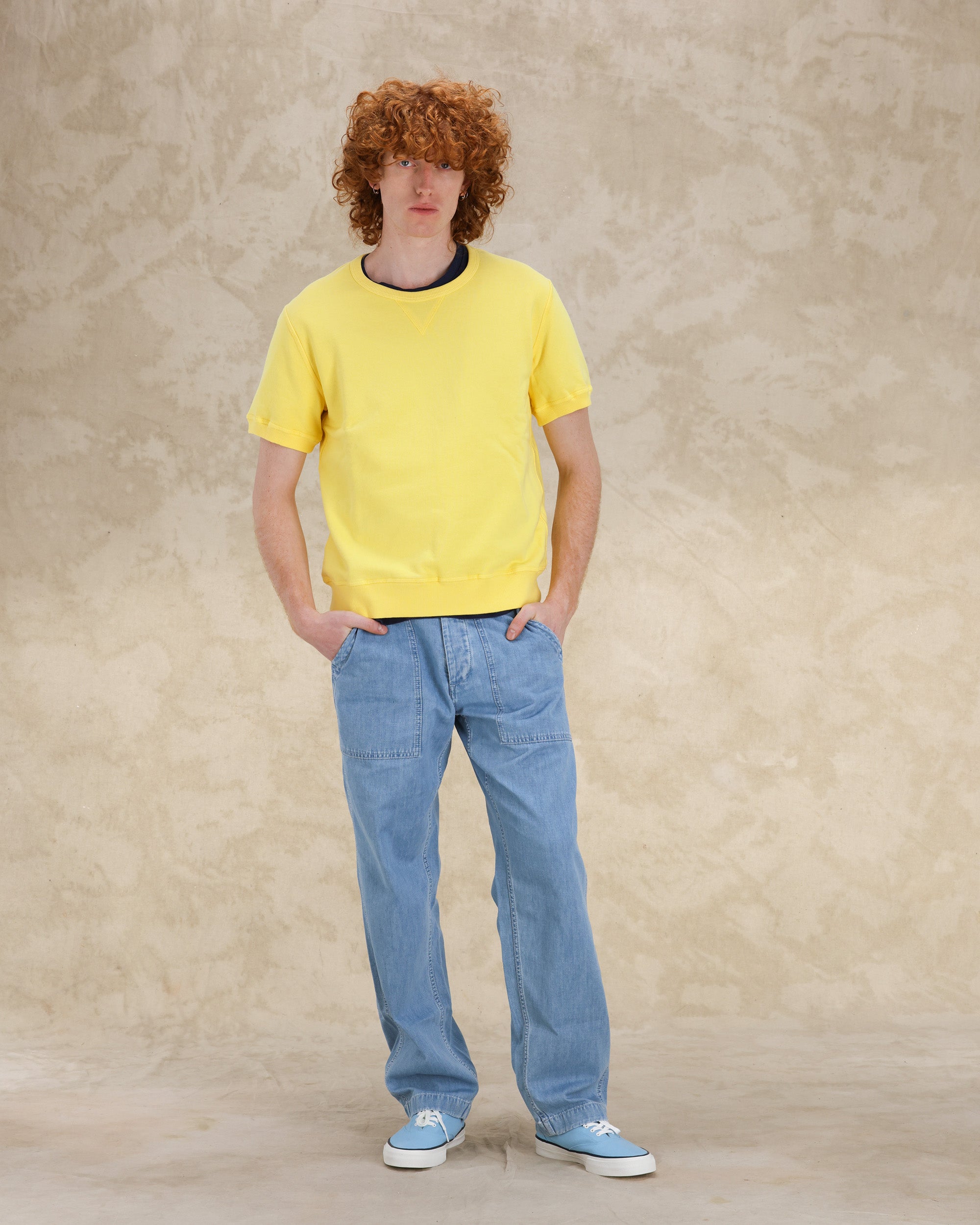 Ohio Felpa Girocollo in Jersey Garzato a Maniche Corte