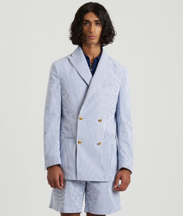 Oscars Giacca Doppiopetto In Cotone Seerscuker