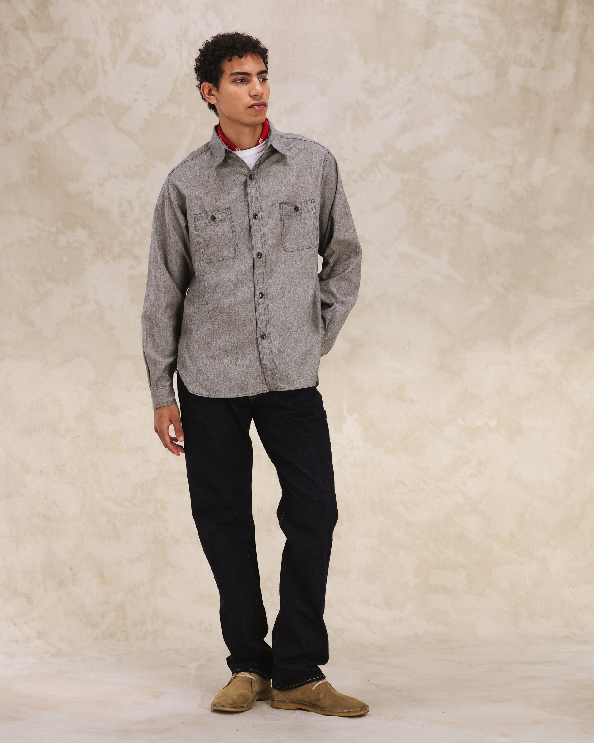 Otero Camicia In Carbon Chambray