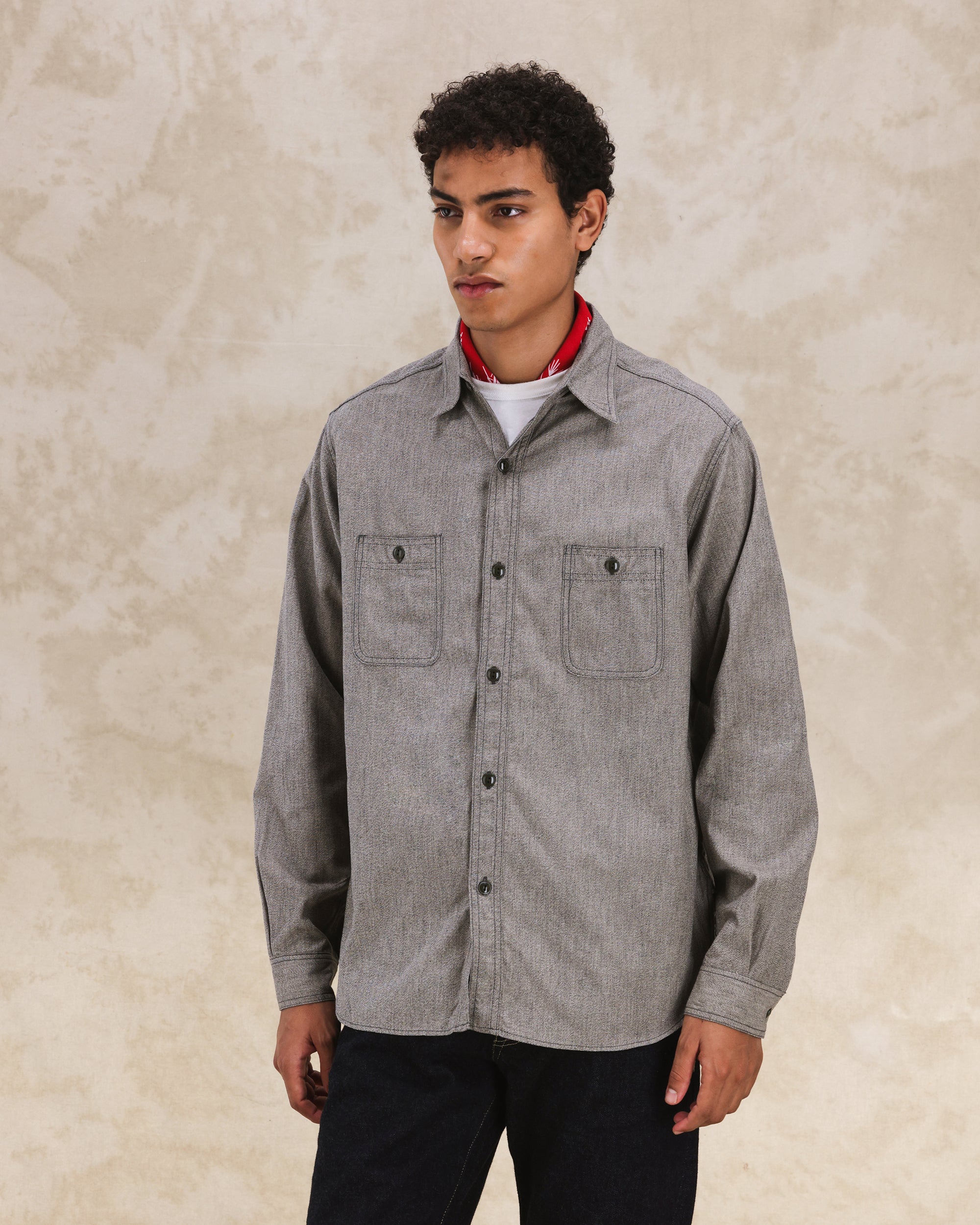 Otero Camicia In Carbon Chambray