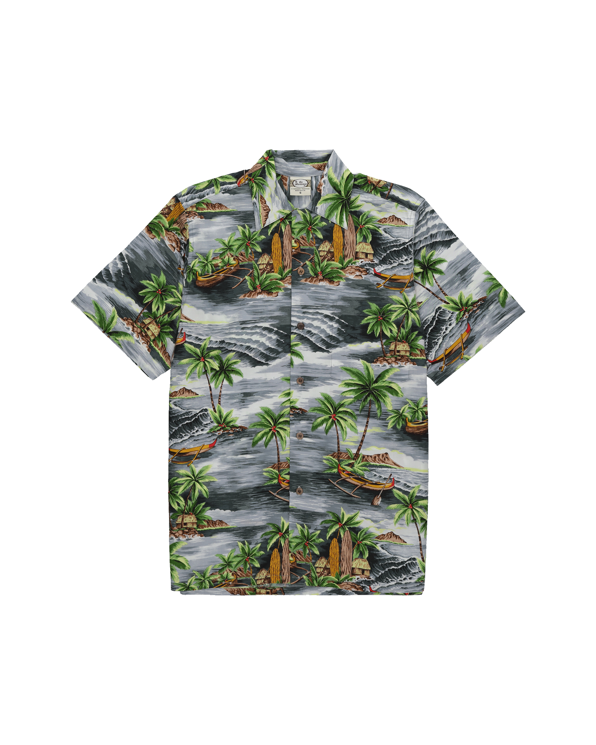 Outrigger Camicia Con Stampa in Cotone a Maniche Corte