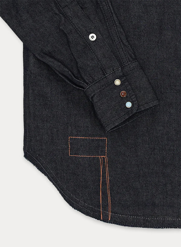 Pasadena Camicia Western In Denim Indigo Rinse