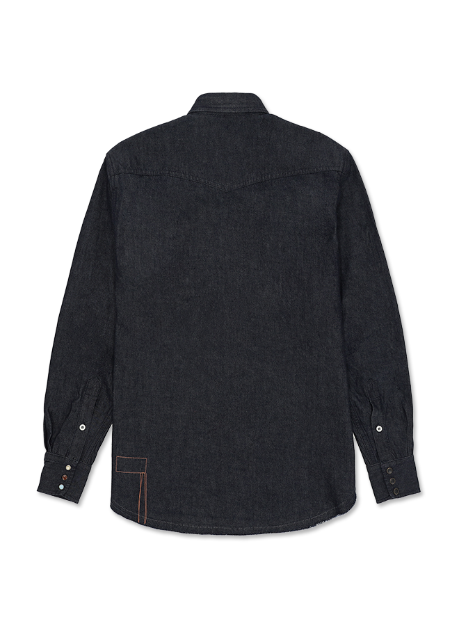 Pasadena Camicia Western In Denim Indigo Rinse