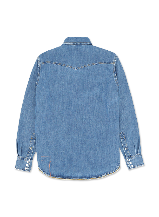 Pasadena Camicia Western In Denim Bleach Wash