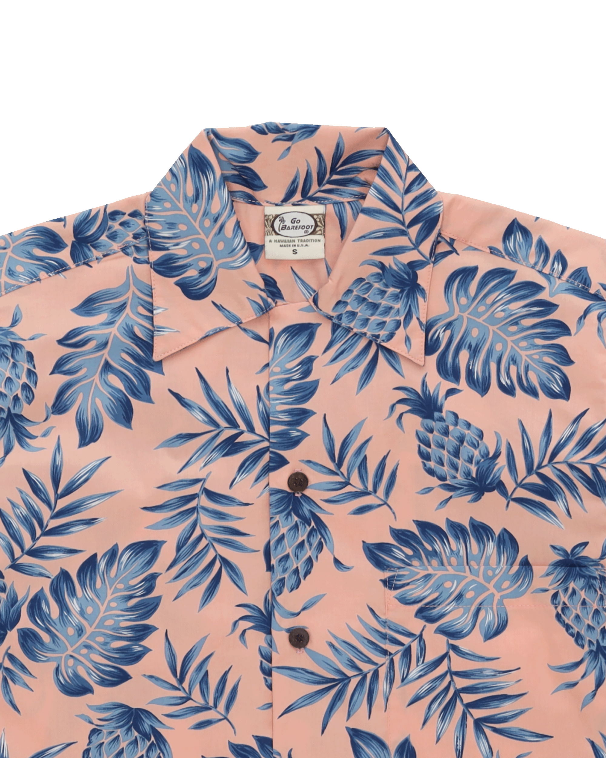 Pineapple Camicia Con Stampa in Cotone a Maniche Corte